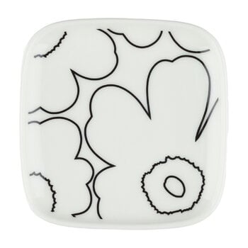 Marimekko Oiva - Piirto Unikko plate, 10 x 10 cm, white black, product image