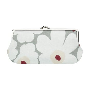 Accessoires, Pochette Mini Unikko Silmälasi, gris clair-blanc-rouge foncé, Blanc