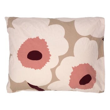 Taies d’oreillers, Taie d'oreiller Unikko, 50 x 60 cm, beige - coton - rose, Beige