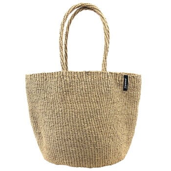 Mifuko Kiondo shopper basket, M, woven handle, brown