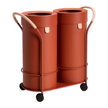 Wastebaskets & recycling, Bin There set, trolley and 2 bins, L, copper brown, Brown
