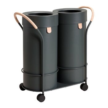 Wastebaskets & recycling, Bin There set, trolley and 2 bins, L, anthracite, Gray