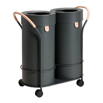 Cestini e riciclaggio, Set Bin There, carrello e 2 cestini, L, antracite, Grigio