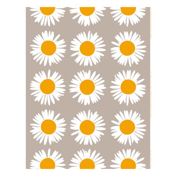 Marimekko Auringonkukka pellavakangas, beige - valkoinen - keltainen