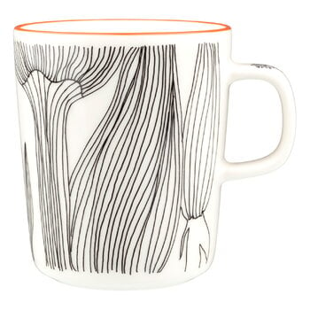 Cups & mugs, Oiva - Kukat puhkeavat mug, 2,5 dl, white - black - orange, White