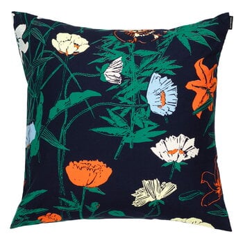 Cushion covers, Perenna cushion cover, 50 x 50 cm, dark blue - green - lemon - orange, Black