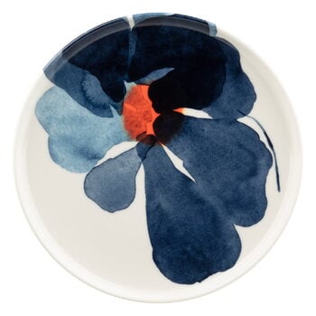 Plates, Oiva - Valssi plate, 20 cm, white - blue - orange, White