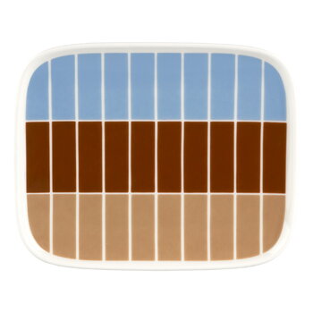 Marimekko Oiva - Tiiliskivi plate, 15 x 12 cm, white - l.blue - brown