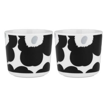 Marimekko Oiva - Unikko coffee cup w/o handle, 2pcs, white - coal - silver