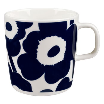Marimekko Oiva - Unikko mug, 4 dl, white - dark blue