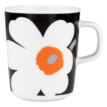 Marimekko Oiva - Unikko mug, 2,5 dl, white - black - orange