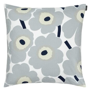 Marimekko Pieni Unikko cushion cover, 50x50 cm, cotton-grey-sand-dark blue