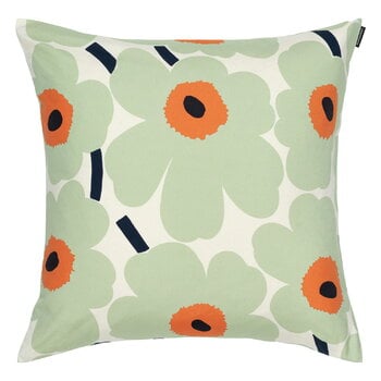 Cushion covers, Pieni Unikko cushion cover, 50 x 50 cm, cotton-sage-warm orange, Green