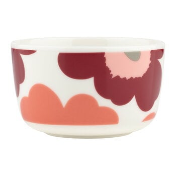 Marimekko Oiva - Unikko bowl, 2,5 dl, white - dark cherry - salmon