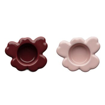 Portacandele, Portacandela Unikko, set di 2 pezzi, grigio-rosa - marrone, Rosso