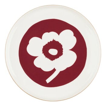 Marimekko Oiva - Unikko plate, 25 cm, white - dark cherry - brown, product image