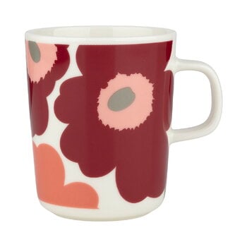 Marimekko Oiva - Unikko mugg, 2,5 dl, vit - mörk körsbär - lax