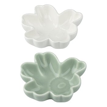 Bowls, Unikko bowl, 2 pcs, white - light green, White