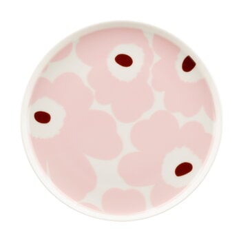 Plates, Oiva - Unikko plate, 20 cm, white - light pink - chestnut, White