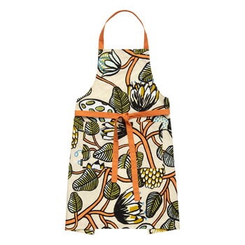 Marimekko Tiara esiliina, hiekka - lämmin oranssi - vihreä, tuotekuva