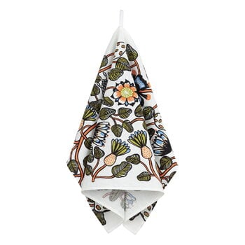 Marimekko Tiara keittiöpyyhe, hiekka - lämmin oranssi - vihreä, tuotekuva