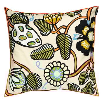 Marimekko Tiara tyynynpäällinen, 50 x 50 cm, hiekka - lämmin oranssi - vihreä, tuotekuva