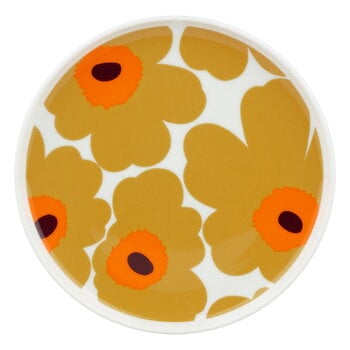 Piatti, Piatto Oiva - Unikko, 20 cm, bianco - caramello - arancione, Bianco