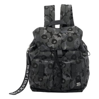 Marimekko Zip Top Backpack Unikko, black | Finnish Design Shop