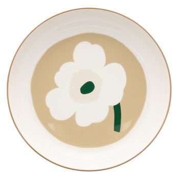 Marimekko Oiva - Unikko plate, 20 cm, white - caramel - warm