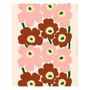 Marimekko Pieni Unikko coated fabric, off white - beige - dark