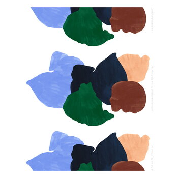 Marimekko Pyykki cotton-linen fabric, white - blue - brown - green