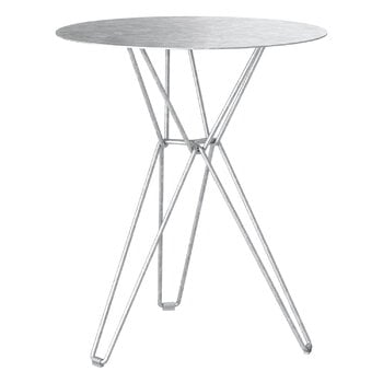 Tavoli da patio, Tavolino Tio, 60 cm, alto, acciaio zincato laminato a caldo, Argento