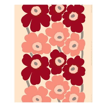 Marimekko fabrics, Unikko cotton fabric, cotton - dark cherry - rose, Natural