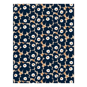 Marimekko fabrics, Pieni Unikko cotton fabric, light brown - coal - brick, Beige