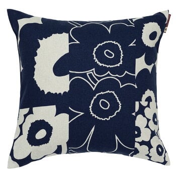 Cushion covers, Unikko Kollaasi cushion cover, 50 x 50 cm, linen - dark blue, Natural