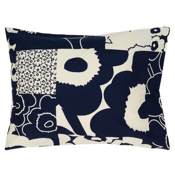 Pillowcases, Unikko Kollaasi pillowcase, 50 x 60 cm, off-white - dark blue, Natural