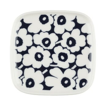 Marimekko Oiva - Pikkuinen Unikko assiette, 10 x 10 cm, blanc - bleu foncé