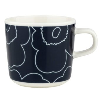 Tazze, Tazza da caffè Oiva - Piirto Unikko, 2 dl, bianco - blu scuro, Bianco