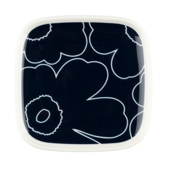 Plates, Oiva - Piirto Unikko plate, 10 x 10 cm, white - dark blue, White