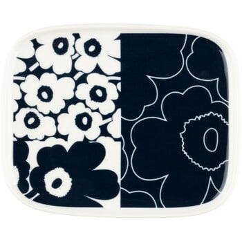 Marimekko Oiva - Unikko Kollaasi assiette, 15 x 12 cm, blanc - bleu foncé