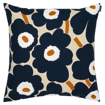 Marimekko Pieni Unikko tyynynpäällinen, 50x50cm, ruskea-hiili-tiili-valk.