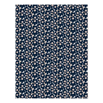 Marimekko Tessuto in cotone Mini Unikko, bianco-blu scuro-cipria-carbone