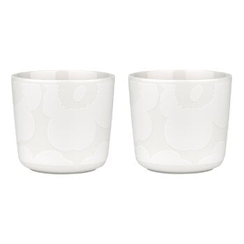 Marimekko Oiva - Unikko coffee cup w/o handle, 2 pcs, off-white - white