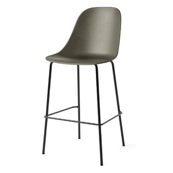 Audo Copenhagen Harbour bar side chair 75 cm, olive - black steel