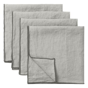 Serviettes de table, Serviette Merrow, 50 x 50 cm, lot de 4, gris foncé, Gris