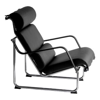 Armchairs & lounge chairs, Remmi lounge chair, chrome - black leather, Black