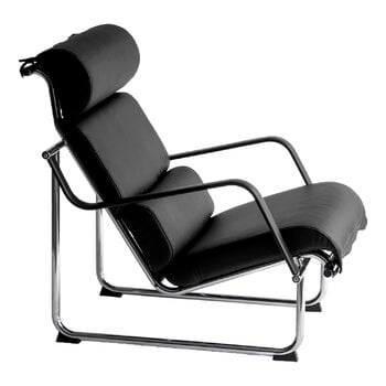 Yrjö Kukkapuro Fauteuil lounge Remmi, chrome - cuir noir