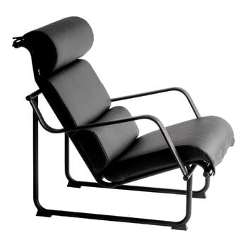 Fauteuils, Fauteuil lounge Remmi, noir - cuir noir, Noir