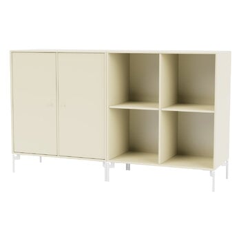 Cassettiere e credenze, Credenza Pair, gambe Snow - 150 Vanilla, Bianco