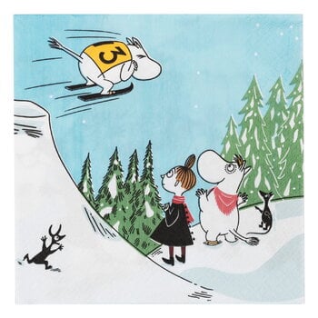 Iittala Moomin paper napkin, 33 cm, Ski Jumping, product image